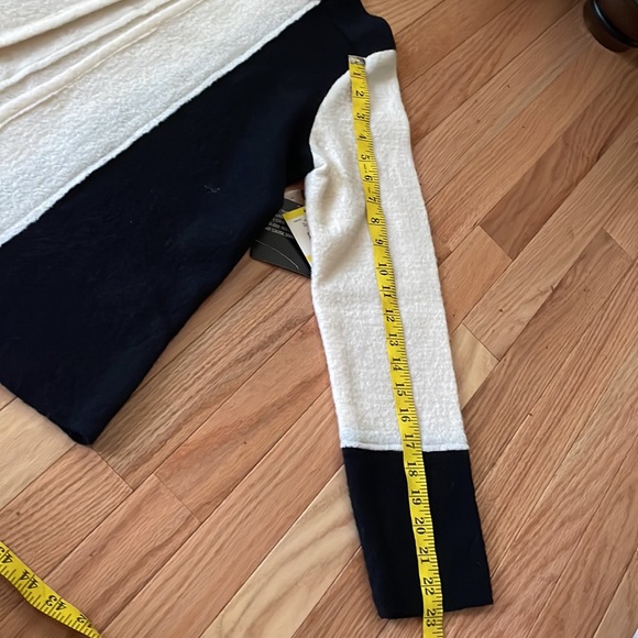 Kasper Open Front Colorblock Cardigan Womens Medium Black White Wool Old Money - Picture 6 of 10